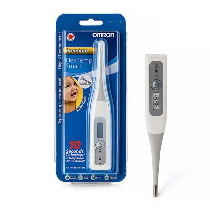 Flexible-tip digital thermometer for safe & easy use.