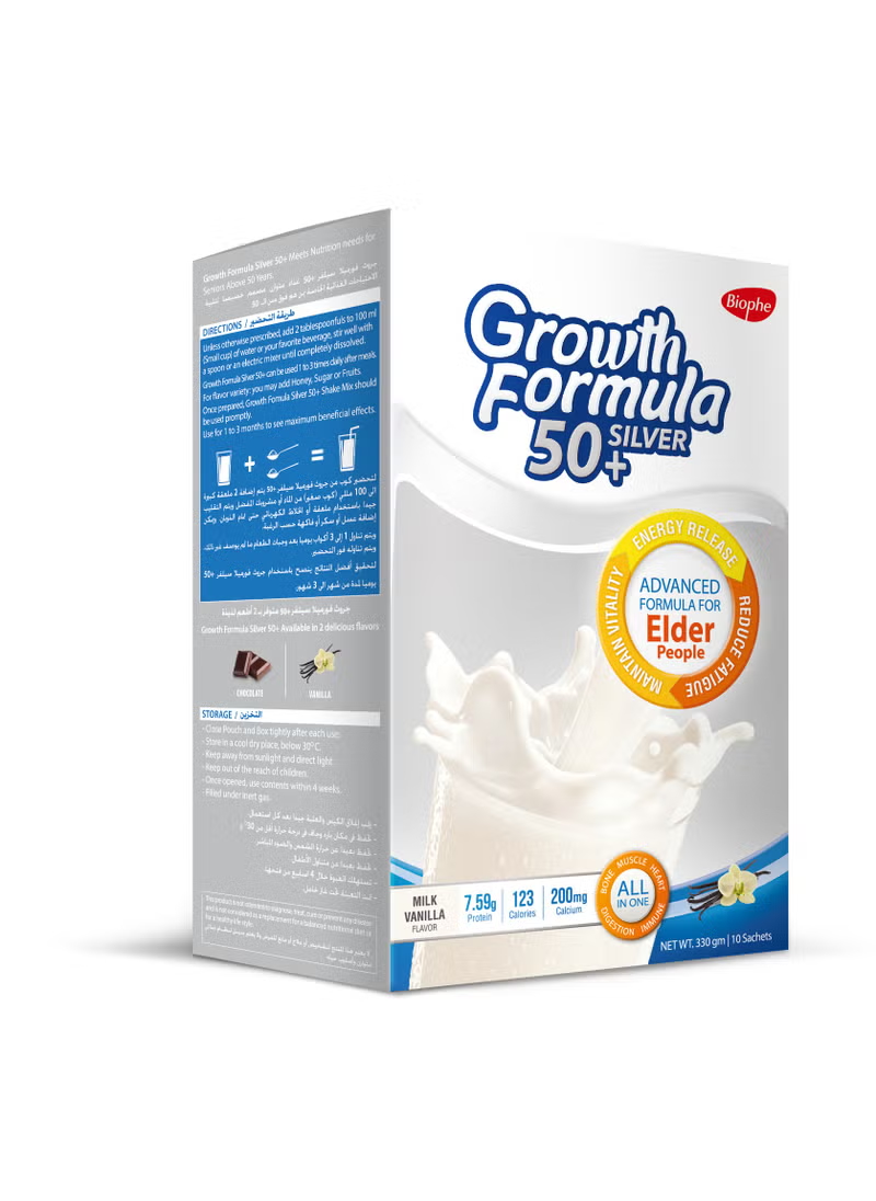 GROWTH FORMULA 50+SILVER ELDERLY VANILLA 330GM 10SACHET
